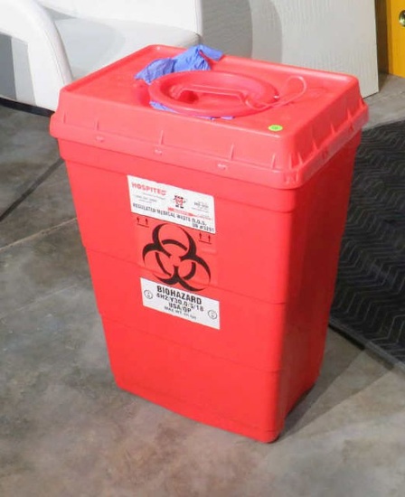 BIOHAZARD sharps container disposal bucket, holds 66lbs