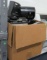 Box of Plastic soap, toilet tissue, and towel dispensers
