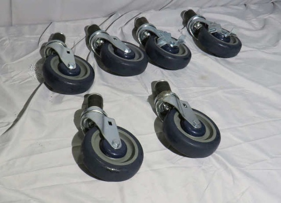 industrial casters 5" diameter casters fits 1 1/2" tube  2 with brakes