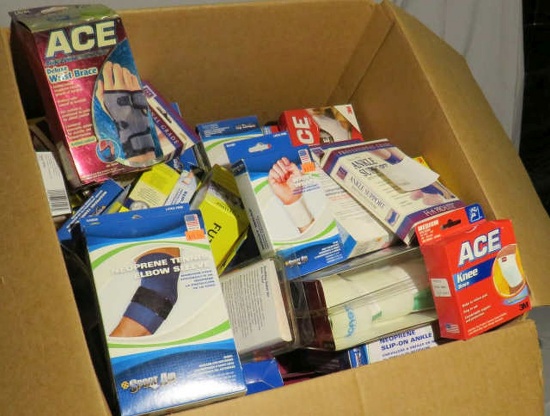 case of new ace bandages and other drugstore items