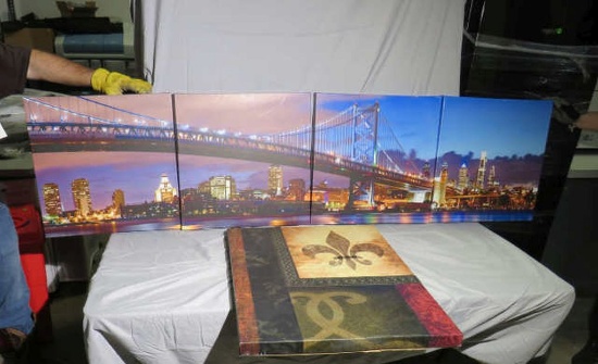 group of 4 linked geclee on canvas pictures long bridge