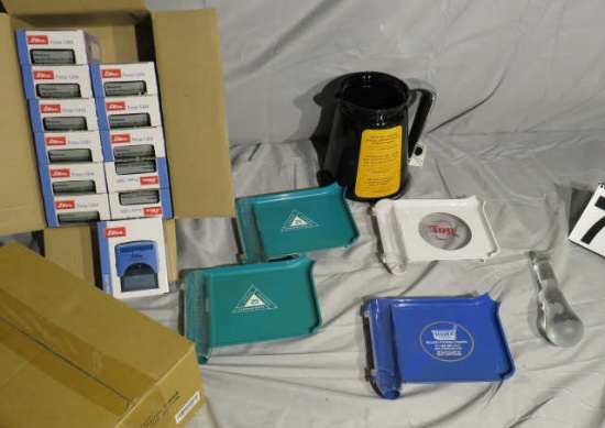 2 cases refill stamps, druggist pestle, pill counting and filling trays