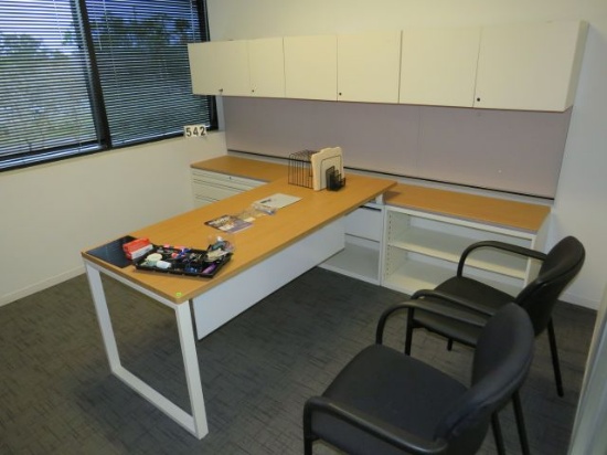 complete office furniture set includes desk, cabinet and shelf unit Middle office