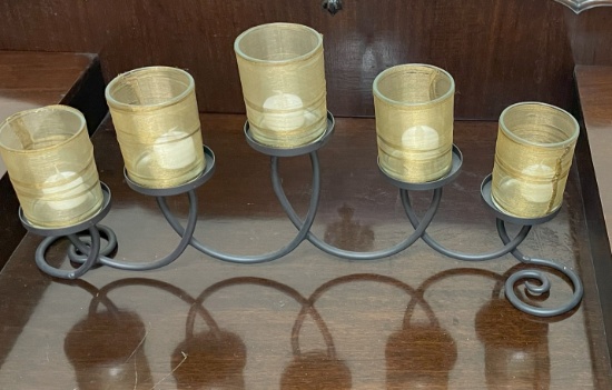 Black Steel & Glass Candle Holders