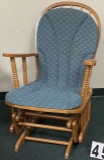 Wood Glider Rocker with Blue Fabric