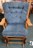 Wood Glider Rocker with Blue Fabric