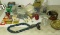 mixed fasteners, electric wire, tape, conduit connectors, cabinet knobs, decorative hooks, shelf bra