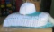 unprinted Baseball snap-back hats (one size fits all…white and teal)