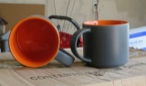 1 case of 36 coffee mugs (orange inside and gray outside)