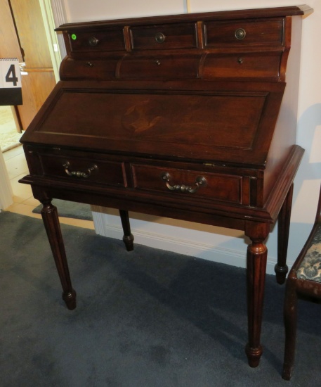 drop leaf secretary desk with decorative inlay