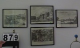 group of 4 framed vintage 11 x 14 prints on paper 