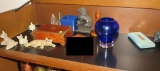 mixed desk top trinkets including small wood box  in master bedroom