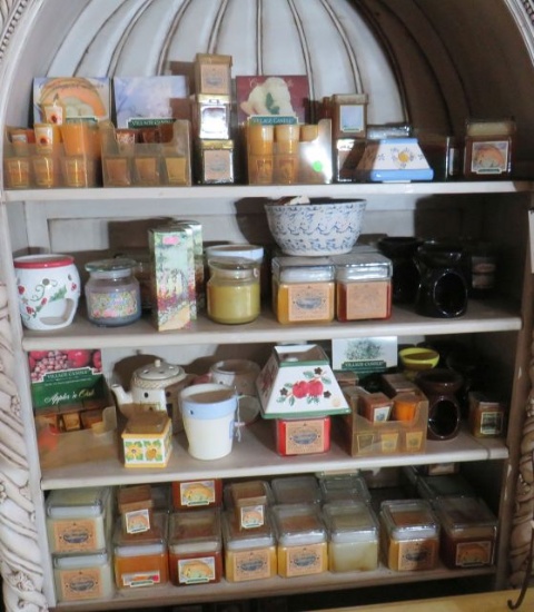 Fragrance Candles (in Shabby Chick book case)