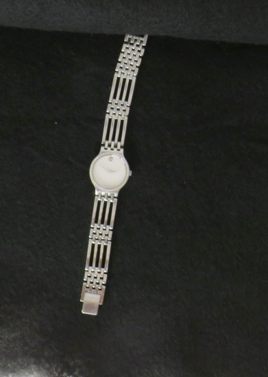 Vintage Movado Esperanza 28mm Stainless Steel Women's Wristwatch with Diamonds, runs