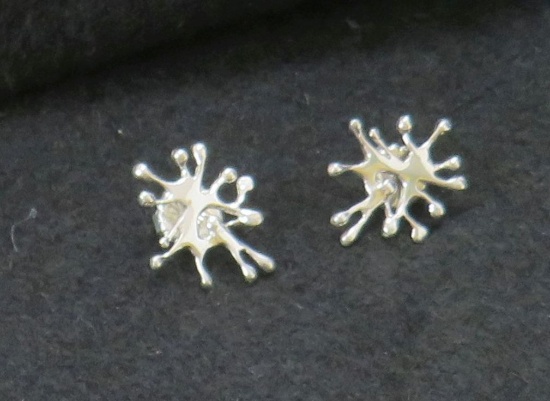 Handmade Polished Silver Post earrings, 3.1g