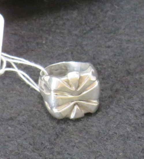 Handmade Polished Silver Ring, Size 5, 11.0g