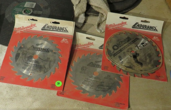 new Milwaukee saw blades (2) 6" Endurance (1) Oldham 7 1/4" blade