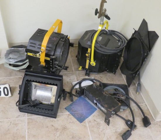 Stage Light Lot, 3 Fixtures & Hardware