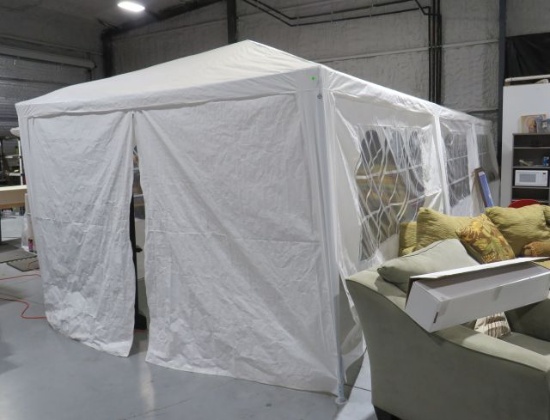 large tubular framed tent with side curtains 27' x 20'w x 6 1/2' wall height