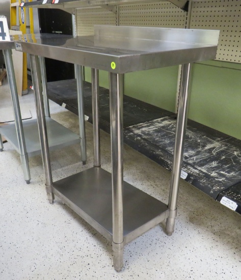 stainless steel table with under shelf 30" x 18" x 36" h with 2" back splash