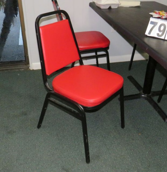 red upholstered stack chairs