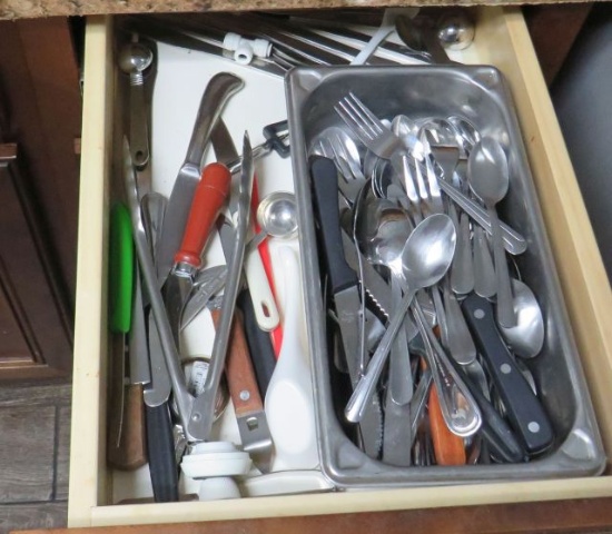 drawer of flatware