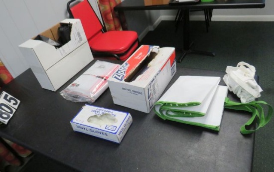 Ziploc bags, aprons, gloves, table cloths