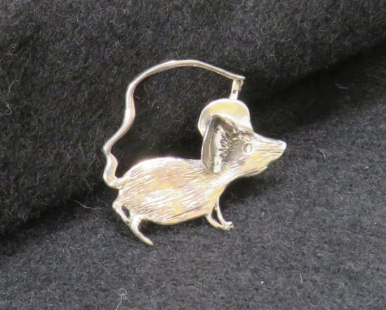 Handmade Silver Mouse Pendant or Scarf holder, 5.2g