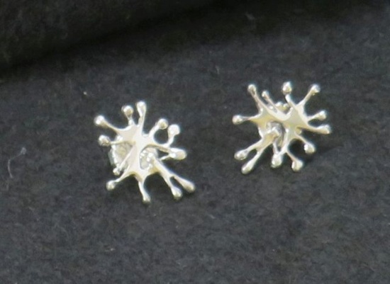 Handmade Polished Silver Post earrings, 3.1g