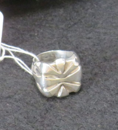 Handmade Polished Silver Ring, Size 5, 11.0g