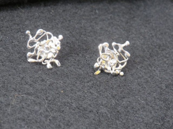 Handmade Silver Post Earrings, 4.0g