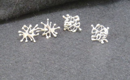 Handmade Silver Post Earrings, no backs, 2.3g, 3.5g