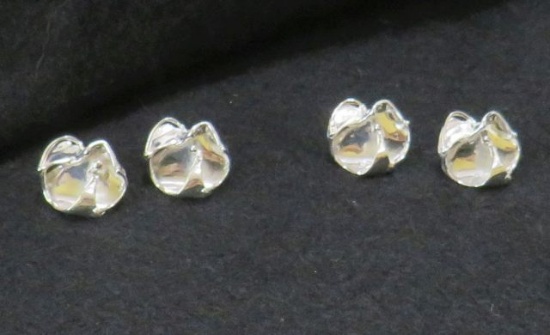 Handmade Silver Post Earrings, no backs, total wt. 7.2g