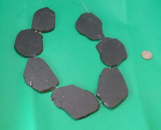 Natural Black Tourmaline Strand, 7PCS, 2"h x 3"w