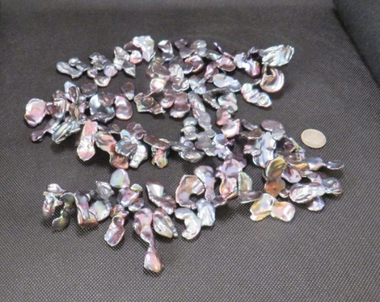 Silver Peacock Ultra Keshi Freshwater Pearls, 109PC on strand, 31"l strand