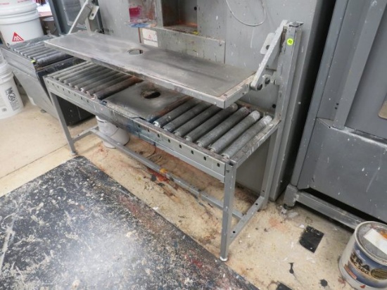 roller stand with upper shelf for use with paint tinting machine 45" long x 12" wide