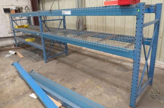 2 sections of pallet racking with 4 extra arms 202' long x 58" high x 32' deep