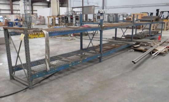 8' sections of pallet racking each section 102" x 32" x 58" high (5) uprights (16) arms (section...