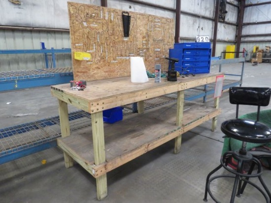 wood work benches 96" x 32" x 39" with back board (tools and vise not included