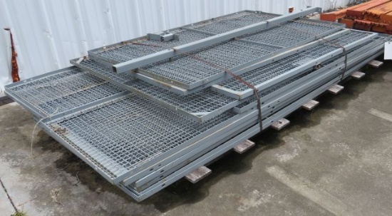 disassembled tool room cage (3) 120" x 48", (4) 120" x 32" wide, (2) 77" x 48" (1) 62" x 74" door