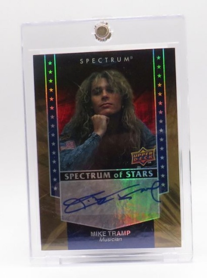Upper Deck Spectrum of Stars autographed Mike Tramp card in hard plastic sealed case