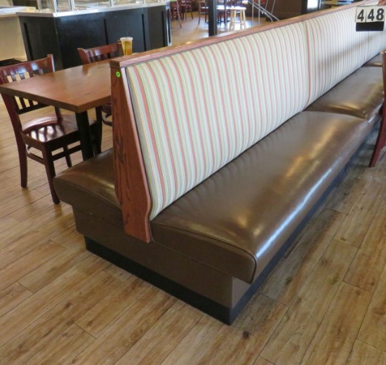 back to back vinyl benches with stiped material back 46" w x 66" long