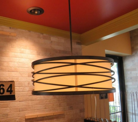 drop pendant table lights 24" diameter with quad bulbs
