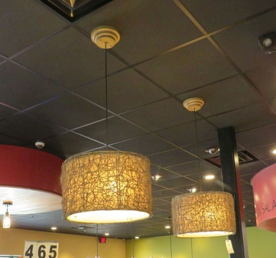 basket style drop lights 20" diameter with quad bulbs
