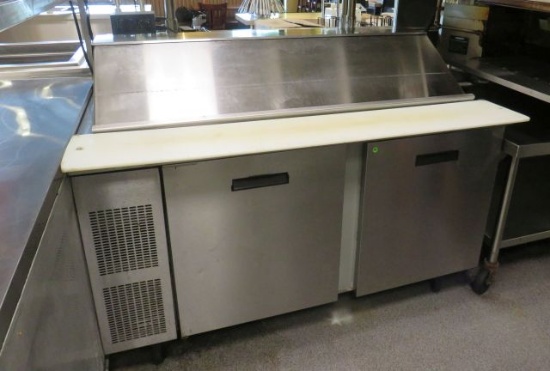 Randell model 9040k-7 refrigerated sandwich prep table 60" x 37" deep with nylon cutting board