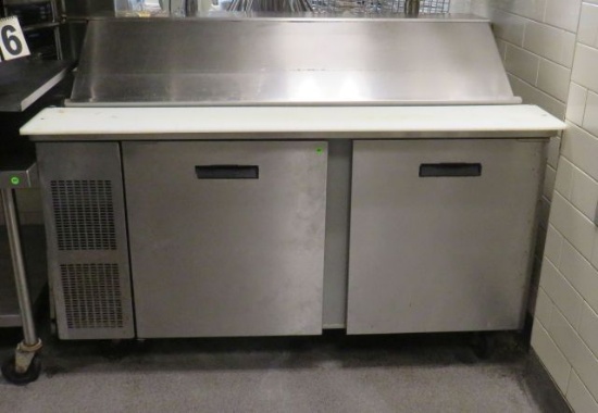 Randell model 9040k-7 refrigerated sandwich prep table 60" x 37" deep with nylon cutting board