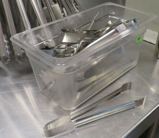 stainless steel tongs lot comes with plastic salad container