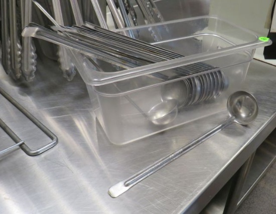 stainless 2 oz ladles with plastic salad container