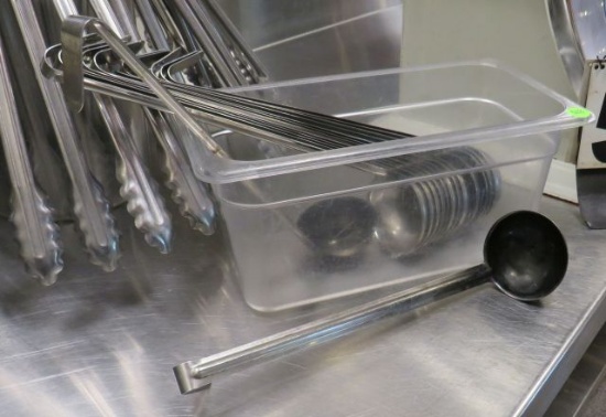 stainless steel 3 oz ladles with plastic salad container