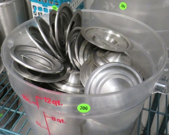 stainless steel lids for 4 3/4" food containers (comes with 12 qt food container